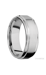 8 mm wide Flat Rounded Edges 14K White Gold band.