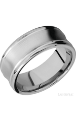 9 mm wide Concaved Center Round Edges 14K White Gold band.