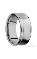 9 mm wide Concaved Center Round Edges 14K White Gold band.