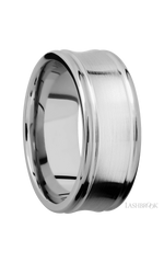 9 mm wide Concaved Center Round Edges 14K White Gold band.
