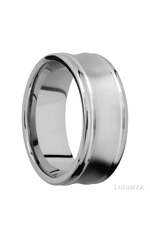 9 mm wide Concaved Center Round Edges 14K White Gold band.