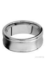 9 mm wide Concaved Center Round Edges 14K White Gold band.