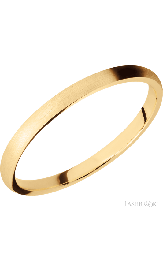 2 mm wide Domed 14K Yellow Gold band.