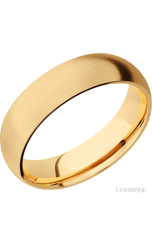 6 mm wide Domed 14K Yellow Gold band.