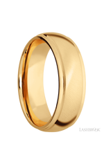 7 mm wide Domed Stepped Down Edges 14K Yellow Gold band.