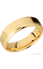 7 mm wide High Bevel Milgrain 14K Yellow Gold band.