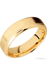 7 mm wide High Bevel Milgrain 14K Yellow Gold band.
