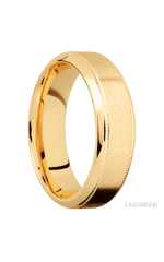 7 mm wide High Bevel Milgrain 14K Yellow Gold band.