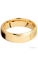 7 mm wide High Bevel Milgrain 14K Yellow Gold band.