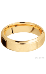 7 mm wide High Bevel Milgrain 14K Yellow Gold band.