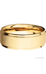 8 mm wide Flat Grooved Edges 14K Yellow Gold band.