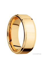 8 mm wide Flat Grooved Edges 14K Yellow Gold band.