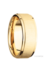 8 mm wide Flat Grooved Edges 14K Yellow Gold band.