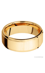 8 mm wide Flat Grooved Edges 14K Yellow Gold band.