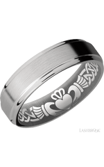 6 mm wide Flat Grooved Edges Titanium band.
