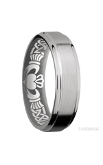 6 mm wide Flat Grooved Edges Titanium band.