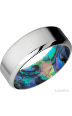 8 mm wide High Bevel Cobalt Chrome band featuring a Abalone sleeve.