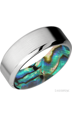 8 mm wide High Bevel Cobalt Chrome band featuring a Abalone sleeve.