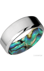 8 mm wide High Bevel Cobalt Chrome band featuring a Abalone sleeve.
