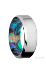 8 mm wide High Bevel Cobalt Chrome band featuring a Abalone sleeve.