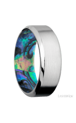8 mm wide High Bevel Cobalt Chrome band featuring a Abalone sleeve.