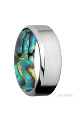 8 mm wide High Bevel Cobalt Chrome band featuring a Abalone sleeve.