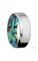 8 mm wide High Bevel Cobalt Chrome band featuring a Abalone sleeve.