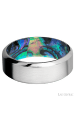 8 mm wide High Bevel Cobalt Chrome band featuring a Abalone sleeve.