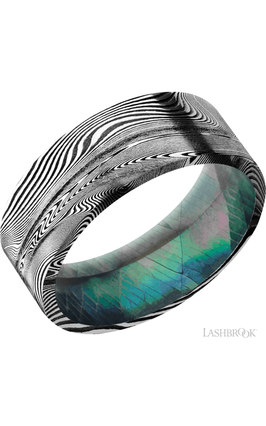 8 mm wide Flat Tightweave band featuring a Black Mother of Pearl sleeve.