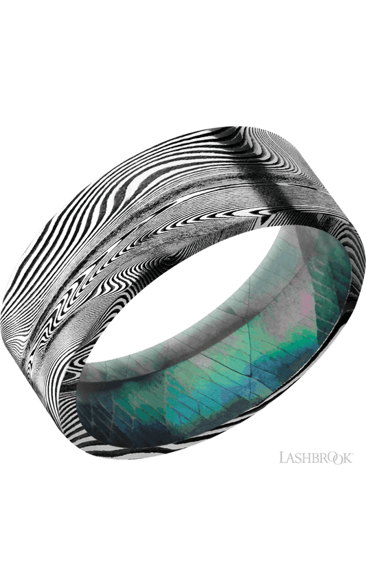 8 mm wide Flat Tightweave band featuring a Black Mother of Pearl sleeve.