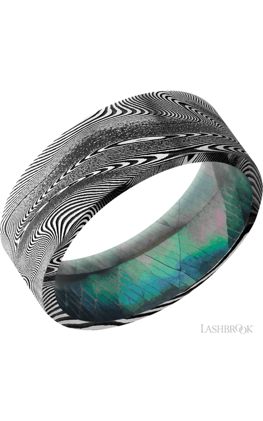 8 mm wide Flat Tightweave band featuring a Black Mother of Pearl sleeve.
