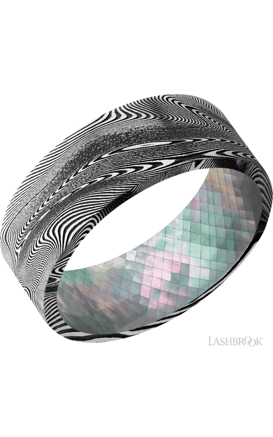 8 mm wide Flat Tightweave band featuring a Black Mother of Pearl sleeve.