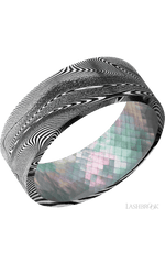 8 mm wide Flat Tightweave band featuring a Black Mother of Pearl sleeve.