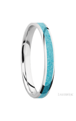 3 mm wide/Domed/Cobalt Chrome band with one 2 mm Centered inlay of Turquoise.