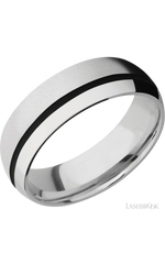 7 mm wide/Domed/Cobalt Chrome band with one 1 mm Off Center inlay of Black.