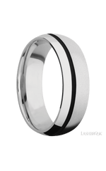 7 mm wide/Domed/Cobalt Chrome band with one 1 mm Off Center inlay of Black.