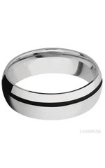 7 mm wide/Domed/Cobalt Chrome band with one 1 mm Off Center inlay of Black.