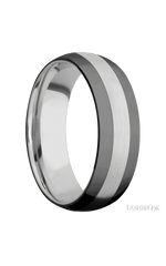 7 mm wide/Domed/Cobalt Chrome band with two 2 mm Double Off Center Edge inlays of Zirconium.