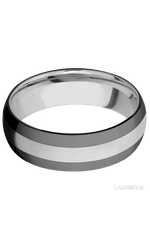 7 mm wide/Domed/Cobalt Chrome band with two 2 mm Double Off Center Edge inlays of Zirconium.