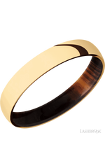 4 mm wide Domed 14K Yellow Gold band featuring a Cocobolo sleeve.