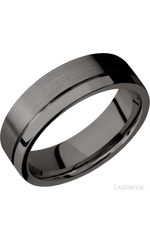 7 mm wide Flat with Off Center Accent Groove Tantalum Noir band.
