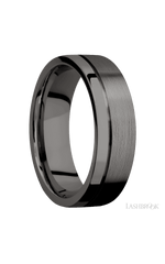 7 mm wide Flat with Off Center Accent Groove Tantalum Noir band.