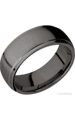 8 mm wide Domed Stepped Down Edges Tantalum Noir band.