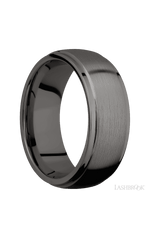 8 mm wide Domed Stepped Down Edges Tantalum Noir band.
