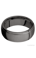 8 mm wide Domed Stepped Down Edges Tantalum Noir band.