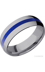 7 mm wide/Domed/Tantalum band with one 2 mm Centered inlay of Lapis.
