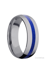 7 mm wide/Domed/Tantalum band with one 2 mm Centered inlay of Lapis.