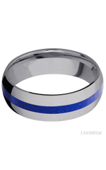 7 mm wide/Domed/Tantalum band with one 2 mm Centered inlay of Lapis.