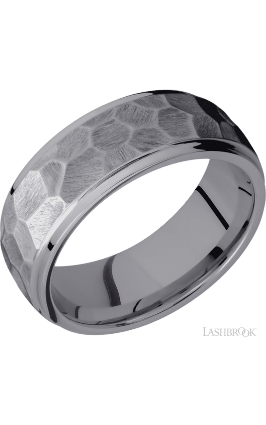 8 mm wide Domed Stepped Down Edges Tantalum band.