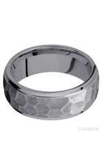 8 mm wide Domed Stepped Down Edges Tantalum band.